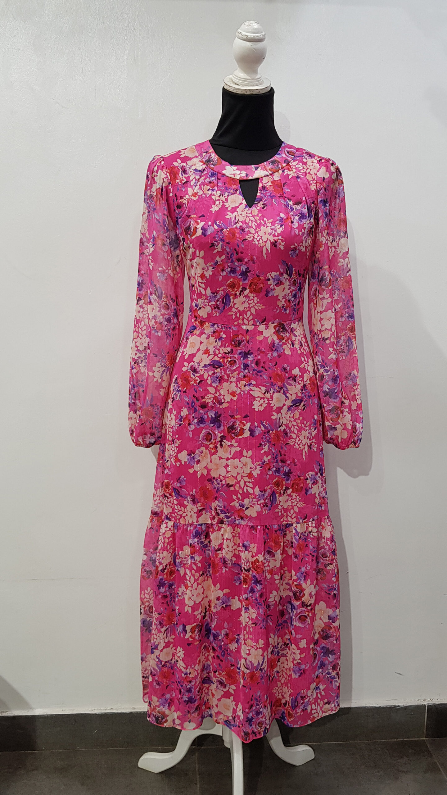 Roman pink floral dresses - Mocas UK Fashion